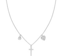 Amen Collana Rodio Croce e Cuore Zirconato
