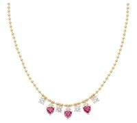 Collana da donna di Amen. Gioiello in argento 925 con placcatura in oro e zirconi bianchi e rubino. La lunghezza è: 40 + 5 cm. La referenza è: CLPACUGRBZ3.