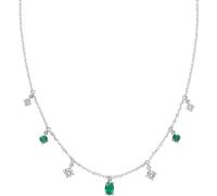 Collana da donna di Amen. Gioiello in argento 925 con placcatura in rodio e zirconi bianchi e verdi. La lunghezza è: 38 + 5 cm. La referenza è: CLOVBVBZ3.