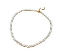 Collana da donna fantasia in perle bianche sintetizzate e metallo dorato, lunghezza 38/53 cm (estensione), gioiello da donna elegante, da sera alla moda, Unique, Perla, Nessuna pietra preziosa