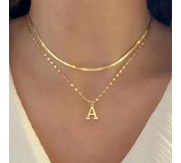 Collana da donna in acciaio inossidabile doppio, 26 ciondoli con iniziali in oro e argento, stile di moda europeo e americano, gioielleria all'ingrosso L,M,S,H,A,T,O,X,B,C,D,E,F,G,I,J,K,N,P,Q,R,U,V,W,