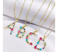 Collana da donna in acciaio inossidabile placcata in oro, pendente in rame colorato, gioielleria di lusso, regalo di design, 26 lettere L,M,S,H,A,T,O,X,B,C,D,E,F,G,I,J,K,N,P,Q,R,U,V,W,Y,ZAcciaio inoss