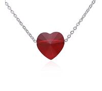 Collana da donna in argento 925 con ciondolo a forma di cuore in cristallo Swarovski Elements rosso, per la festa della mamma o regalo di compleanno per donne e ragazze