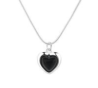 Collana da donna in argento 925, cuore onice nero a forma di cuore argento nero ciondolo misura 40+5cm