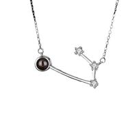 Collana da donna in argento, Collana zodiacale Oroscopo for donne, di proiezione in argento sterling S925 Catena costellazioni Girocollo alla moda delicata Regalo Gioielli for le sue ragazze Coppie