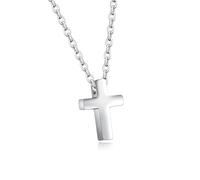 Collana da Donna in Argento con Ciondolo a Croce in Acciaio Inox, Mini Catena, con Confezione Regalo per Bambini, Ragazzi