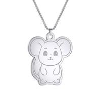 Collana da donna, in argento, con ciondolo a forma di topolino per donne, gioiello a forma di animale, regalo per feste