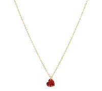 Collana da donna in argento Sterling 925 a forma di cuore, decorata in oro 14 carati, con zircone granato, decorazione classica per abbigliamento quotidiano, regalo per compleanno, anniversario, San