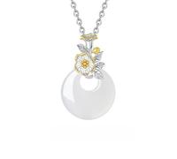 Collana Da Donna In Argento Sterling 925 con 12 Divinità Floreali, Pendente In Calcedonio Bianco, Pendente Ping An Kou, Gioielli Da Guardiano, Regali Di Compleanno, Fiore Di Melograno Di Maggio