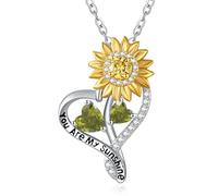 Collana da donna in argento Sterling con ciondolo a forma di girasole con ciondolo a forma di girasole, pietra portafortuna di agosto, gioiello per anniversario, regalo di compleanno per moglie e