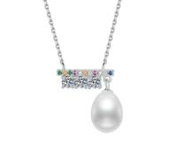 Collana da donna in argento Sterling con perle d'acqua dolce alla moda, 30 punti, pietra Mosan