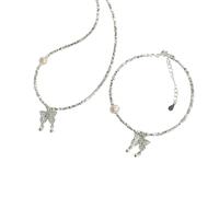 Collana da donna in argento Sterling con perle naturali e farfalla progettata a mano