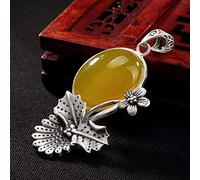 Collana da donna in argento Sterling S925 con foglie, fiori, ciondolo calcedonio incastonato classico semplice palazzo nazionale vento moda regalo squisito LJBLEUSK