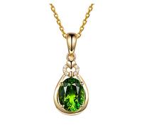 Collana da donna in oro 18 carati, tormalina da 1,16 ct con ciondoli pendenti a goccia con diamanti da 0,03 ct, lunghezza della catena 20 pollici