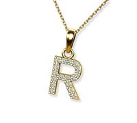 Collana Da Donna In Oro 333 Con Ciondolo Lettera R E Catena Regolabile
