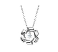 Collana da donna in oro bianco a forma di mulino a vento con taglio rotondo diamante regalo 18 compleanno ragazza, Oro bianco 9 K, Diamante