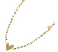 Collana da donna in titanio placcato oro, a forma di cuore, delicata collana girocollo con piccoli cuori, gioiello ipoallergenico per uso quotidiano ed eventi
