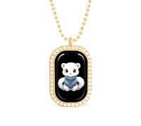 Collana da donna in visone bianco, regolabile, ciondolo a catena per viaggi e feste, Misura unica, Metallo