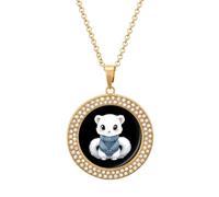 Collana da donna in visone bianco, regolabile, con ciondolo per mamma, moglie, fidanzata, idea regalo, Misura unica, Metallo