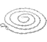 Collana da donna lucida a forma di onda d'acqua da 40,6/45/50/50/61 cm per San Valentino, matrimonio, anniversario, collana sottile, regalo per donne e bambini, 45,7 cm, comoda maniglia