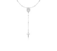 Collana da donna lunga con medaglia sacra raffigurante la Vergine Maria e Gesù Cristo. Collana in argento 925 da donna ideale come regalo. Collane lunghe donna particolari. Gioielli da donna
