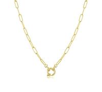 Collana da donna lunga da maglie fini e da un piccolo anello. Collana in acciaio da donna placcato oro o argento. Collane lunghe donna particolari. Gioielli a catena in acciaio (Placcato oro)