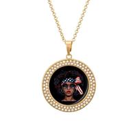 Collana da donna nera con bandiera americana melanina afro 4 luglio africano americano collana per le donne regolabile ciondolo gioielli per mamma, moglie, fidanzata regali, Misura unica, Metallo