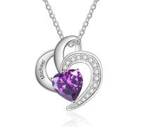 Collana da Donna Personalizzata Ciondolo Cuore con Nome Pietra Natale Collana da Donna in Argento Regalo per la Festa della Mamma Natale San Valentino