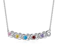 Collana da Donna Personalizzata Collana Infinity con Nome e Pietra di Nascita Gioielli Mamma Regalo per la Festa della Mamma Natale San Valentino Compleanno (5 Names)