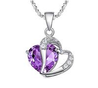 Collana da Donna placcata in Argento con Ciondolo a Forma di Cuore Viola Collana in zircone Collana con Catena clavicolare Accessori per la Fidanzata Regalo di Compleanno Pratico e Popolare Fashion p