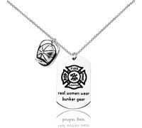 Collana da donna Vigile del Fuoco Donne Reali Indossare Bunker Gear Pompiere Gioielli Femminile Pompiere Regali del Fuoco Dept Regali, Small, Acciaio inossidabile, niente