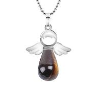 Collana da esterno con angelo di ametista, collana con angeli di cristallo, regalo per gli amanti degli angeli, con ciondolo a forma di angelo, Pietra naturale, Senza Gemstone