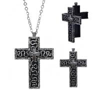 Collana da gioco, collana a croce per uomo e donna, ciondolo a croce antico N-ec, ciondolo tradizionale C-ross, a forma di Cr/oss, con scomparto segreto, S-tainless S-teel C-ross P-endant