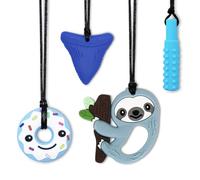 Collana da mascher per bambini tdah, antistress per bambini, set di 4 collari sensoriali da masticare per bambini autistici, ADHD, bambini piccoli, adulti, anello di dentizione morbido senza BPA