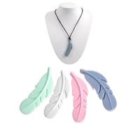Collana da masticare per bambini, 4 pezzi Ciondolo Delle Perle del Silicone Della Piuma del Silicone, sensuali collari da masticare per bambini e adulti, Antistress progettato per ridurre l'ansia