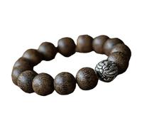 Collana da meditazione, braccialetto in legno di agar, perline di Buddha naturali per cantare la preghiera, diametro 14 mm, realizzato a mano in legno naturale per consapevolezza e relax