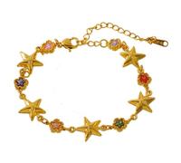 Collana da polso alla moda in lega, con ciondoli multipli tra cui fiori e cuori per un bell'aspetto, fatto a mano, Misura unica, come descritto