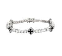 Collana da polso regolabile in rame con design a quattro erba con zirconia cubica, 17,8 cm, 20,3 cm, per regalare gioielli eleganti con fiori, 8 inches, come descritto