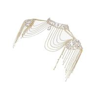 Collana da sposa a spalla elegante catena in lega con nappe di cristallo per varie occasioni, unica, talla única, come descritto, come descritto