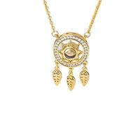 Collana da sposa con 100 lingue con scritta "I Love You", in stile bohémien, indiano, con ciondolo a forma di acchiappasogni (oro)