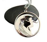Collana da surfista in argento sterling 925, donna, sport, oceano, acqua, cavalcando le onde, mare, tavola da surf, atleta, ciondolo, donna, sport, spiaggia, gioielli | con catena da 18 pollici |