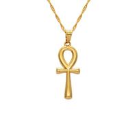 Collana da uomo, 3,3 cm, ciondolo a forma di croce egiziana, collana Ankh per donne e uomini, colore oro, ciondoli africani gioielli geroglifici egiziani chiave del Nilo