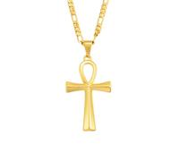 Collana da uomo, 4,5 cm, grande, con simbolo dell'antico Egitto, ciondolo Ankh con ciondolo a forma di chiave del Nilo, amuleto africano, gioielli per uomini e donne