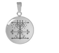 Collana da uomo, alla moda, con ciondolo voodoo rituale con simbolo dell'altare Loa Veve, medaglione occulto, amuleto, talismano