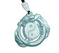 Collana da uomo, autentica giada Tai Chi zodiaco drago blu ciondolo uomo donna collana moda gioielli