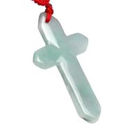 Collana da uomo, bella giadeite naturale di grado A, verde chiaro intagliato Gesù croce benedizione fortunata collana corda collana regalo gioielli