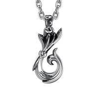 Collana da uomo, ciondolo a forma di cuore in argento sterling S925 a forma di coda di pesce, collana con ciondolo a forma di cuore in argento sterling per uomo