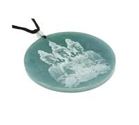 Collana da uomo, ciondolo in giada blu naturale con tre santi occidentali, ciondolo in giadeite intagliata con ombra, souvenir turistico, regalo, regalo