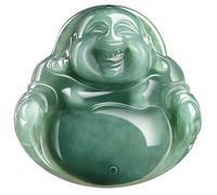 Collana da uomo, ciondolo in giadeite verde naturale intagliato Buddha sorridente portafortuna amuleto collana di lusso giada gioielli regalo alla moda