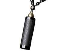Collana da uomo, ciondolo in ossidiana nera naturale intagliata buddismo parole striscia cuore Sutra portafortuna ciondolo apribile all'interno perline collana regalo gioielli